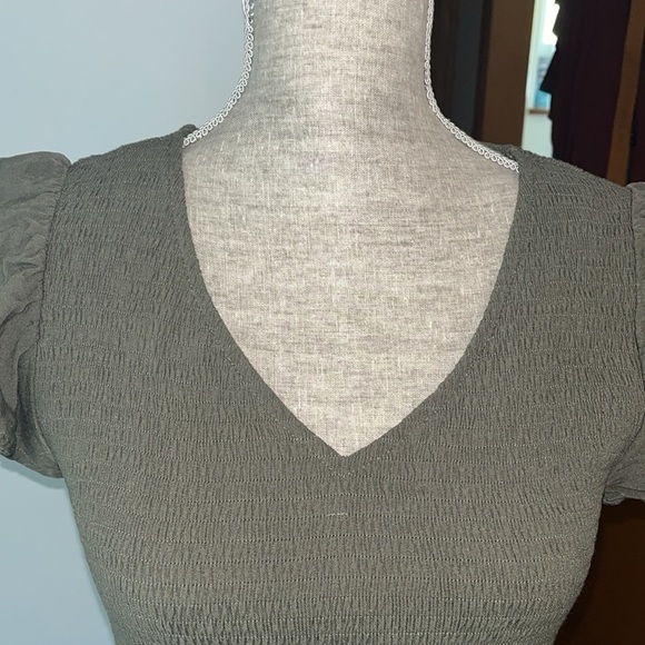 MEROKEETY Flutter Sleeve Smocked Midi Dress V Neck Casual Tiered w/ Pockets - Picture 5 of 9